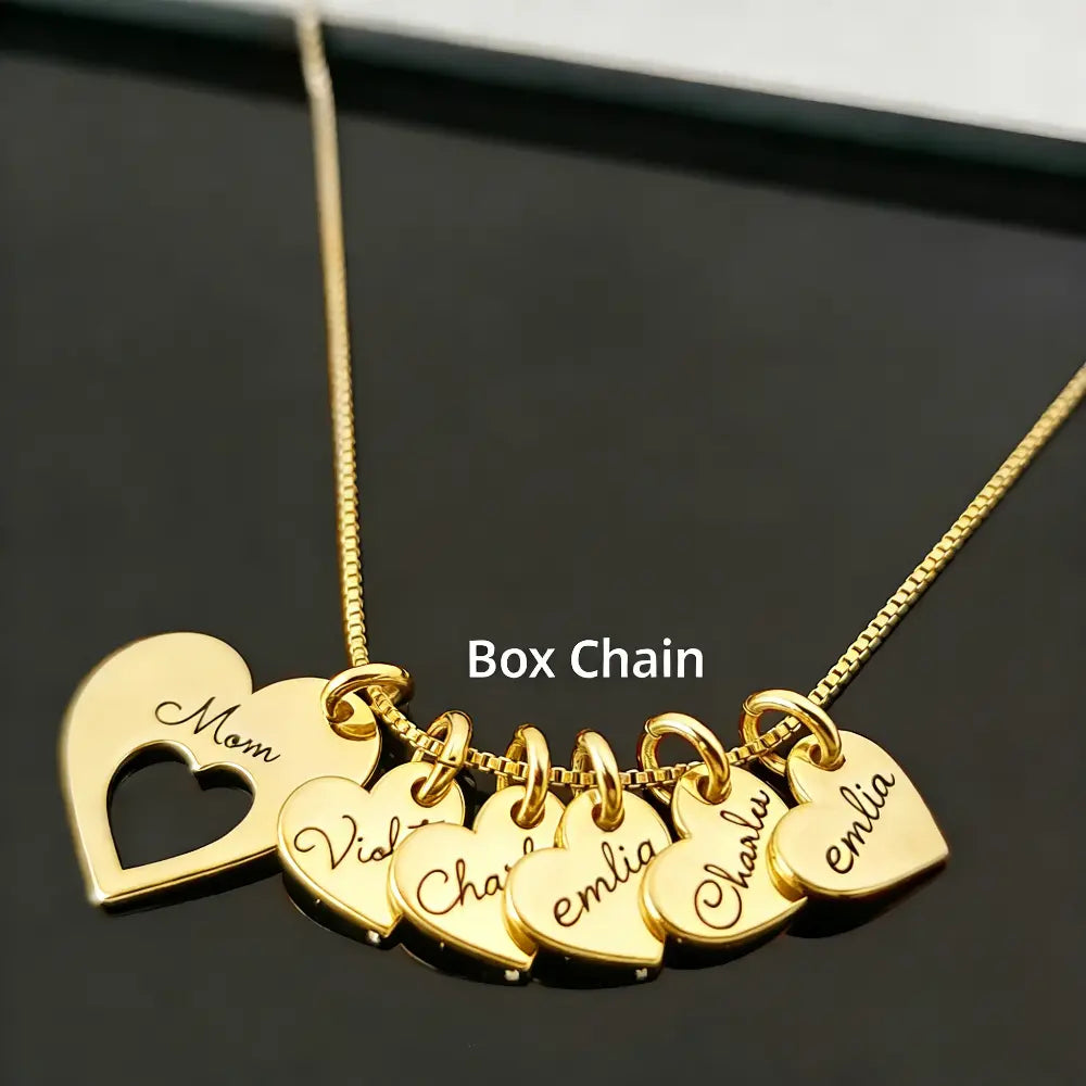 AS198 for Mother'S Day Meaninful Personalized Hearts Name Multiple Heart Names Necklace, Family Keepsake Necklace Family Names Mom'S Day Gift