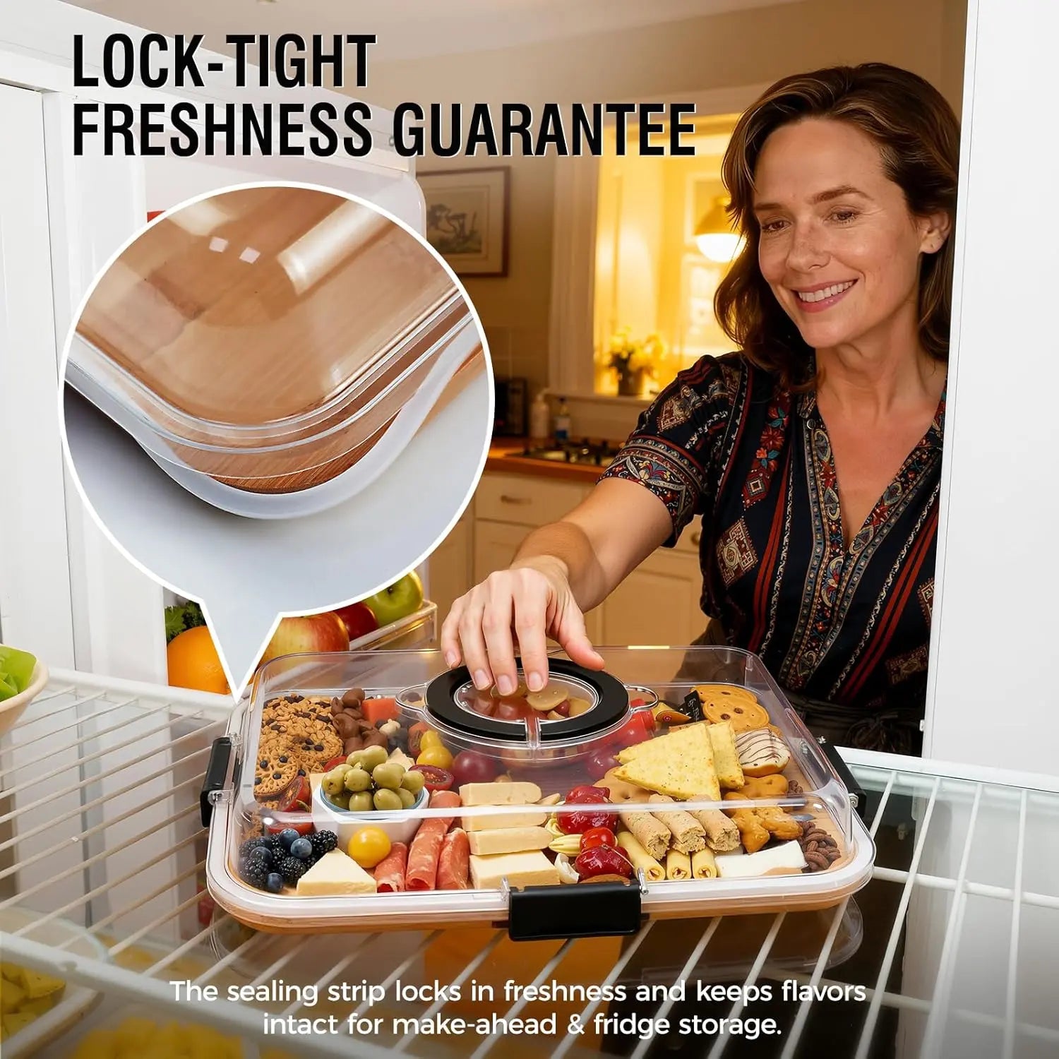[Mother'S Day Gift] 2-In-1 Bamboo Cutting Board & Charcuterie Board with Lid, Reversible Chopping Board with Juice Groove & Handle, Snack Tray with Compartments, Portable Dust-Proof Cover for Picnic, Party & Gifts