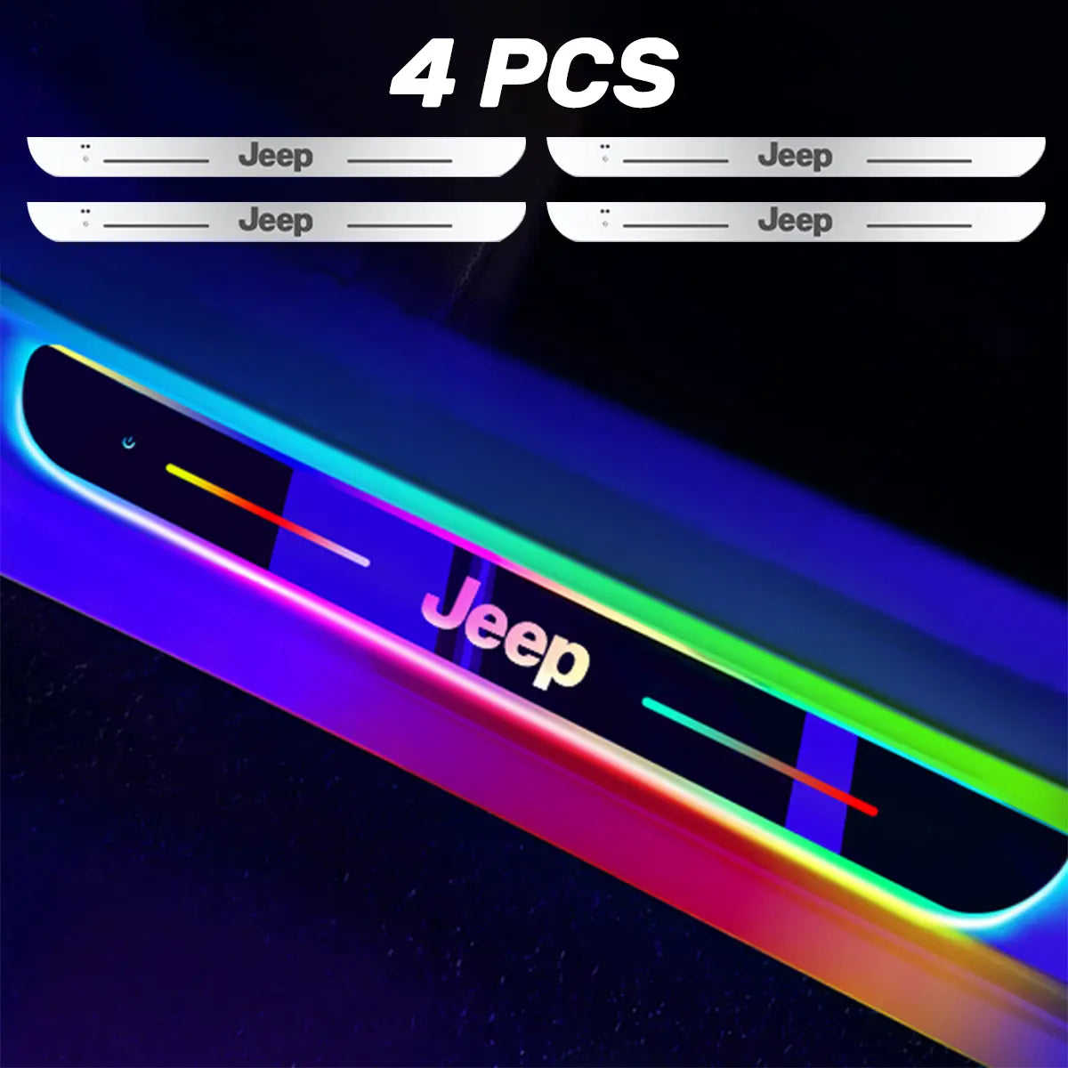 4PCS Magnetic LED Car Door Sill Welcome Light | RGB Sensor Activated Step Lamp for All Vehicles | Wireless USB Charging Interior Decorative Pedal | Easy Install Welcome Ghost Shadow Tube Tail Lights Tacoma Headlight Fuse Flexible Rechargeable Trailer